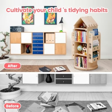 DMTINTA Rotating Bookshelf - A Stylish Wood Book Storage Solution