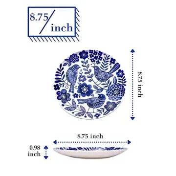Sonemone Blue Bird Salad Plates Set of 4 for Elegant Dining