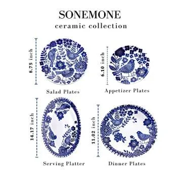 Sonemone Blue Bird Salad Plates Set of 4 for Elegant Dining