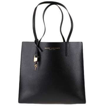 Marc Jacobs Black Tote Bag with Gold Hardware for Women