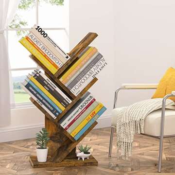 Hoctieon 4 Tier Tree Bookshelf for Stylish Storage
