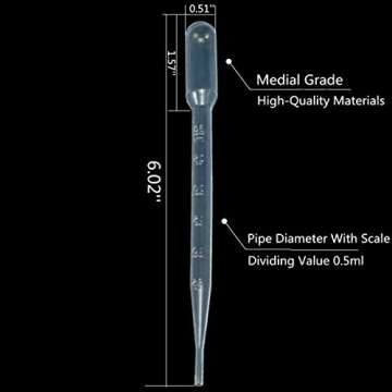 100pcs Plastic Disposable Transfer Pipettes - 3ml Clear Eye Droppers for Essential Oils