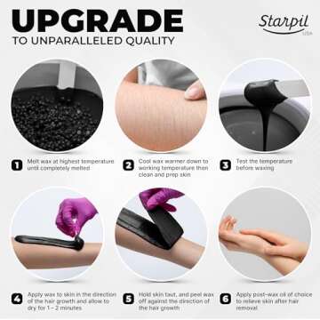 Starpil Wax 1000g / 2.2 lb Rosin Free Black Hard Wax Beads for Painless Hair Removal, Strip less Body Wax Beans, Polymer Blend Bikini Wax for Face, Coarse Hair Removal Wax Beans for Sensitive Skin