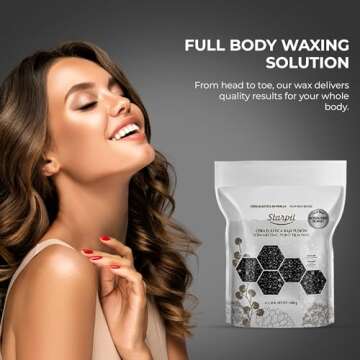 Starpil Wax 1000g / 2.2 lb Rosin Free Black Hard Wax Beads for Painless Hair Removal, Strip less Body Wax Beans, Polymer Blend Bikini Wax for Face, Coarse Hair Removal Wax Beans for Sensitive Skin