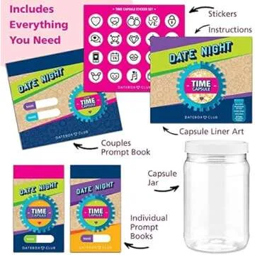 Complete Date Night Kit Includes a Time Capsule Experience: Couples Gifts, Romantic Date Night Ideas, with Instructions Guide, Capsule Jar, Prompt Book & Stickers DateBox Club - Gottman Certified