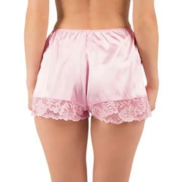 Satini Women's Satin French Knickers with Lace Trim