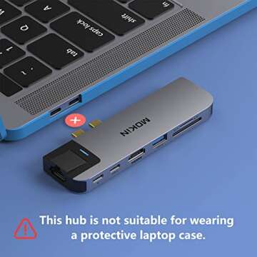 MOKiN USB C Multiport Adapter Hub Mac Dongle for MacBook Pro/Air with 4K HDMI Port, Gigabit ethernet, 2 USB, TF/SD Card Reader, USB-C 100W PD and Thunderbolt 3