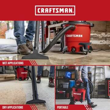 CRAFTSMAN CMXEVBE18590 9 Gallon 4.25 Peak HP Wet Dry Vac, Portable Shop Vacuum Wet and Dry with Filter, 3 Dust Bags, Hose and Attachments for Home, Garage and Automotive Cleaning