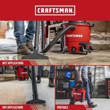 CRAFTSMAN CMXEVBE18590 9 Gallon 4.25 Peak HP Wet Dry Vac, Portable Shop Vacuum Wet and Dry with Filter, 3 Dust Bags, Hose and Attachments for Home, Garage and Automotive Cleaning