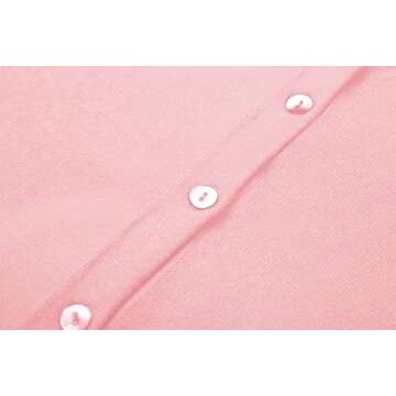 Urban CoCo Women's Long Sleeve Button Up Cropped Cardigan Sweaters for Women Crew Neck Short Bolero Shrug for Dresses Pink