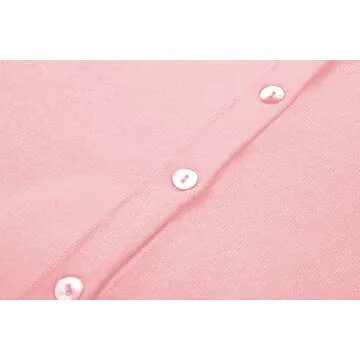 Urban CoCo Women's Long Sleeve Button Up Cropped Cardigan Sweaters for Women Crew Neck Short Bolero Shrug for Dresses Pink