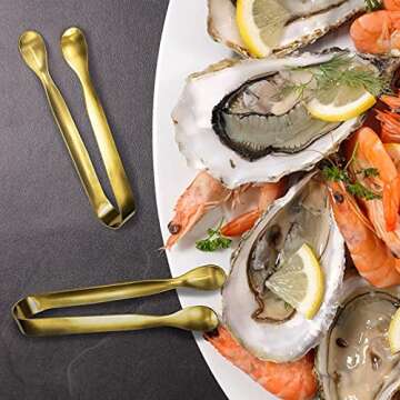 JCREN 24 Pcs Food-Grade Stainless Steel Serving Tongs