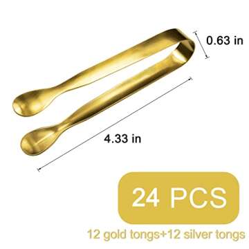 JCREN 24 Pcs Food-Grade Stainless Steel Serving Tongs