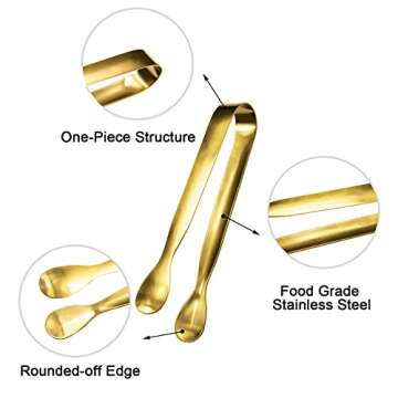 JCREN 24 Pcs Food-Grade Stainless Steel Serving Tongs