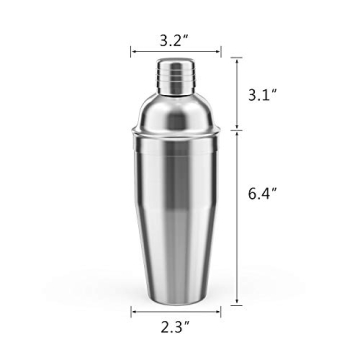 LUCKYGOOBO Cocktail Shaker - 24 oz Durable Stainless Steel