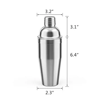 LUCKYGOOBO Cocktail Shaker - 24 oz Durable Stainless Steel