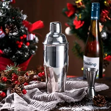 LUCKYGOOBO Cocktail Shaker - 24 oz Durable Stainless Steel