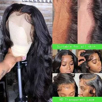 Goodsis 28 Inch Body Wave Lace Front Wigs Human Hair 180% Density 13x4 Lace Frontal Wigs Human Hair HD Lace Glueless Wigs for Black Women Human Hair Pre Plucked Natural Color