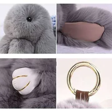 Fluffy Faux Fur Keychain Charm for Women and Girls