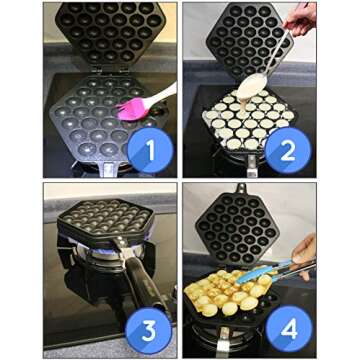 Bubble Waffle Maker Pan by StarBlue with FREE Recipe ebook and Tongs - Make Crispy Hong Kong Style Egg Waffle in 5 Minutes
