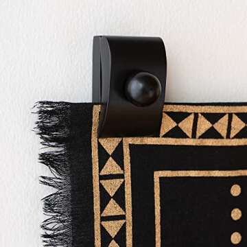 MOCTUS 4 Quilt Hangers for Wall Display, Decorate with Your Blanket and Tapestry Hangers, Wooden Rug Hangers for Wall Hangings (Black, 4 Clips with Hardware)