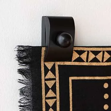 MOCTUS 4 Quilt Hangers for Wall Display, Decorate with Your Blanket and Tapestry Hangers, Wooden Rug Hangers for Wall Hangings (Black, 4 Clips with Hardware)