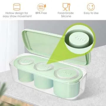 Aieve Ice Cube Tray for Stanley Cup, Aieve Ice Mold Silicone Ice Tray for 40oz 30oz Stanley Tumbler Stanley Cup Accessories with 4 pcs Straws (Green)