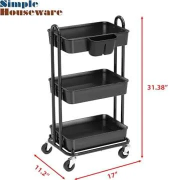 Versatile Rolling Utility Cart with Hanging Bucket