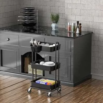 Versatile Rolling Utility Cart with Hanging Bucket