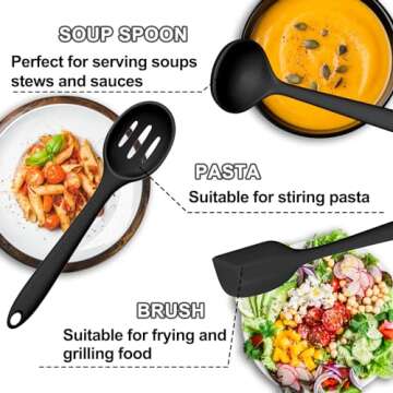 Silicone Kitchen Utensils Set, Umite Chef 22Pcs Cooking Utensils Spatula Set, Heat Resistant Non-Stick Silicone, Dishwasher Safe Cooking Gadgets Tools Set(Black)