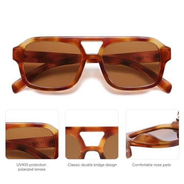 SOJOS Retro Polarized Aviator Sunglasses for Men Women 80s 90s Style