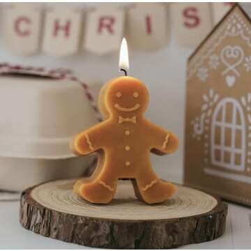Christmas candles for Christmas decorations, Gingerbread decor, Set of 3, Holiday Christmas decorations Indoor, Winter Candle, Vanilla Scent, Christmas Tree candles, Holiday decor Christmas room decor