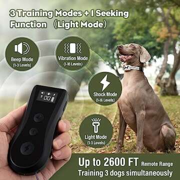 Petavern Dog Shock Collar, Electric Dog Training Collar with Remote for Large Medium Small Dogs, 2600 FT, E-Collar for Dog with 3 Training Modes, Flashlight, Waterproof, Super Long Standby Time