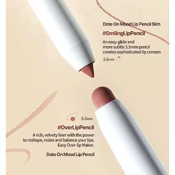 Heart Percent Dote On Mood Lip Pencil, Long-Lasting Creamy Lip Crayon Smooth Color Liner Retractable Lipstick Pencil 0.8g, #08. Cloudy Mauve