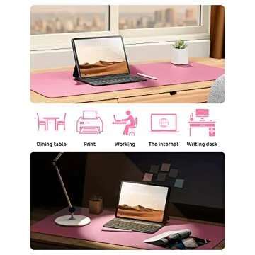 YSAGi Leather Desk Pad Protector, Office Desk Mat, Large Mouse Pad, Non-Slip PU Leather Desk Blotter, Laptop Desk Pad, Waterproof Desk Writing Pad for Office and Home (Pink, 23.6" x 13.8")