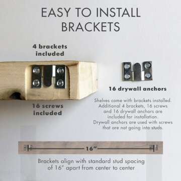 Urban Legacy Reclaimed Barnwood Planks | Floating Shelves for Wall w/Flush Mount Shelf Bracket Set Included | Set of 2 (Natural, 36"x 4.5"x 2")