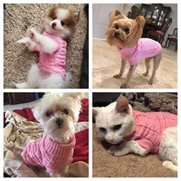 Cat Sweater,Turtleneck Knitted Kitten Clothes,Cat Sweaters for Cats only, Sphynx Cat Clothes,Small Dog Sweaters(Pink,M)