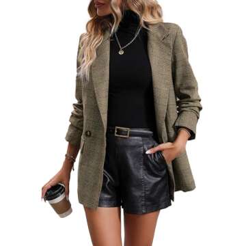 Tweed Blazers Jacket for Women 2025 Sweater Suede Wool Plaid Corduroy Herringbone Velvet Flannel Tar...