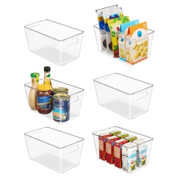 Vtopmart Clear Plastic Storage Bins, 6 PCS Pantry Organizer Bins with Handle for Refrigerator, Fridg...