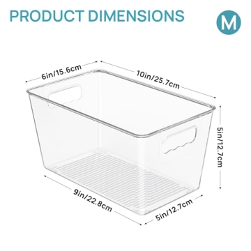 Vtopmart Clear Plastic Storage Bins Set for Home Organization