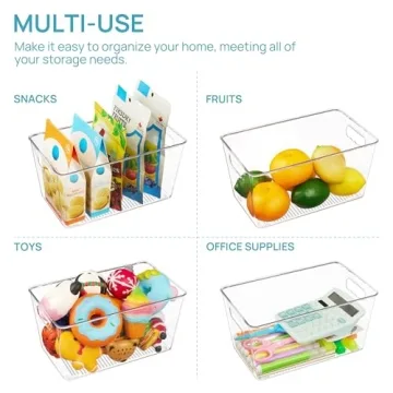 Vtopmart Clear Plastic Storage Bins Set for Home Organization