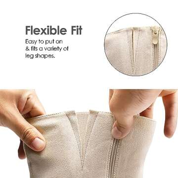 DREAM PAIRS Women's Knee-High Boots, Comfortable Chunky Block Heel Pointed Toe Pull On Side Zipper Suede Slouch Riding Boots,Size 10,Beige,SDKB2308W