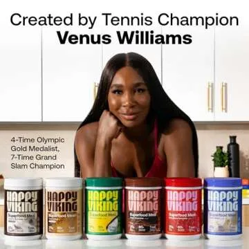 Happy Viking Cookies and Cream Plant Protein Powder, Created by Venus Williams, 20G Protein, Low Car...