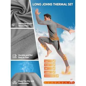 Long Underwear Mens- Long Johns Thermal Underwear for Men Base Layer Hunting Gear for Cold Weather