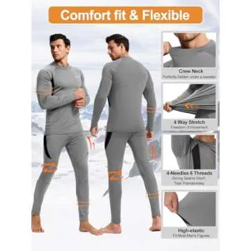 Long Underwear Mens- Long Johns Thermal Underwear for Men Base Layer Hunting Gear for Cold Weather