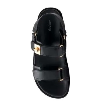 vodvob Womens Platform Sandals Double Straps Adjustable Slides with Soft Arch Support Flatform Sandals