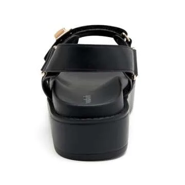 vodvob Womens Platform Sandals Double Straps Adjustable Slides with Soft Arch Support Flatform Sandals