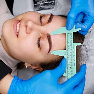 Frienda 5 Pieces Eyebrow Measuring Ruler Brow Mapping Tool Mini Vernier Caliper Double Scale Plastic Sliding Gauge Ruler for Micro Blading Eyebrow Tattoo Brow Artists(Fresh Colors)