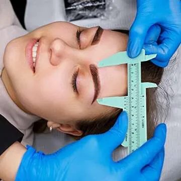 Frienda 5 Pieces Eyebrow Measuring Ruler Brow Mapping Tool Mini Vernier Caliper Double Scale Plastic Sliding Gauge Ruler for Micro Blading Eyebrow Tattoo Brow Artists(Fresh Colors)