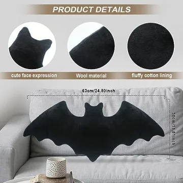 Huwena Cute Bat Shaped Halloween Throw Pillows